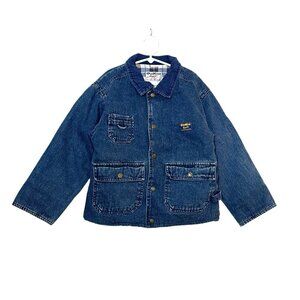 Vintage Oshkosh B'gosh Denim Chore Coat Barn Jacket Flannel Lined Youth L 4T